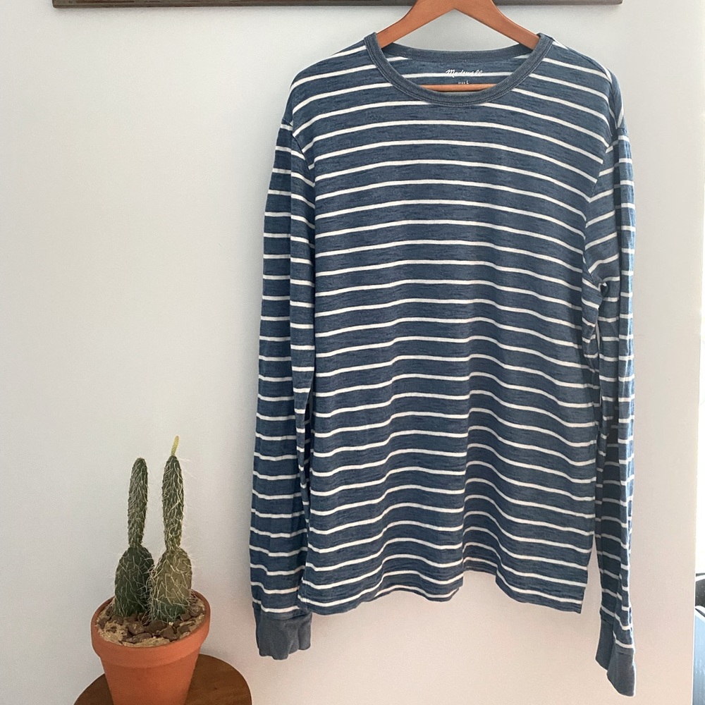 Long Sleeve Blue Striped Madewell Tee Shirt
